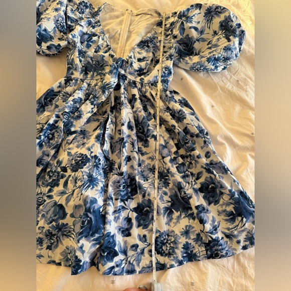Abercrombie & Fitch, Cinch Front Poplin Mini Dress, Blue & White, XS - Picture 8 of 8